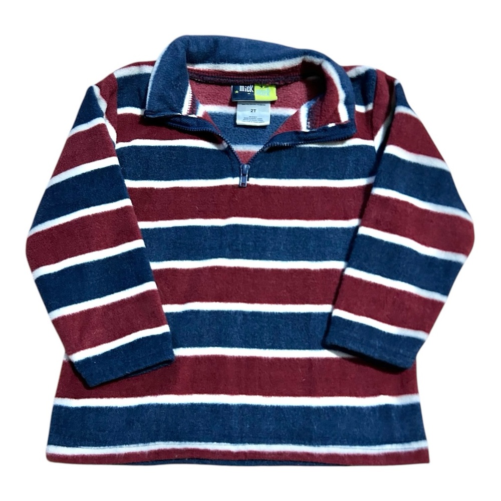 Mick Mack Fleece‎ Striped Quarter Zip Jacket Size 2T